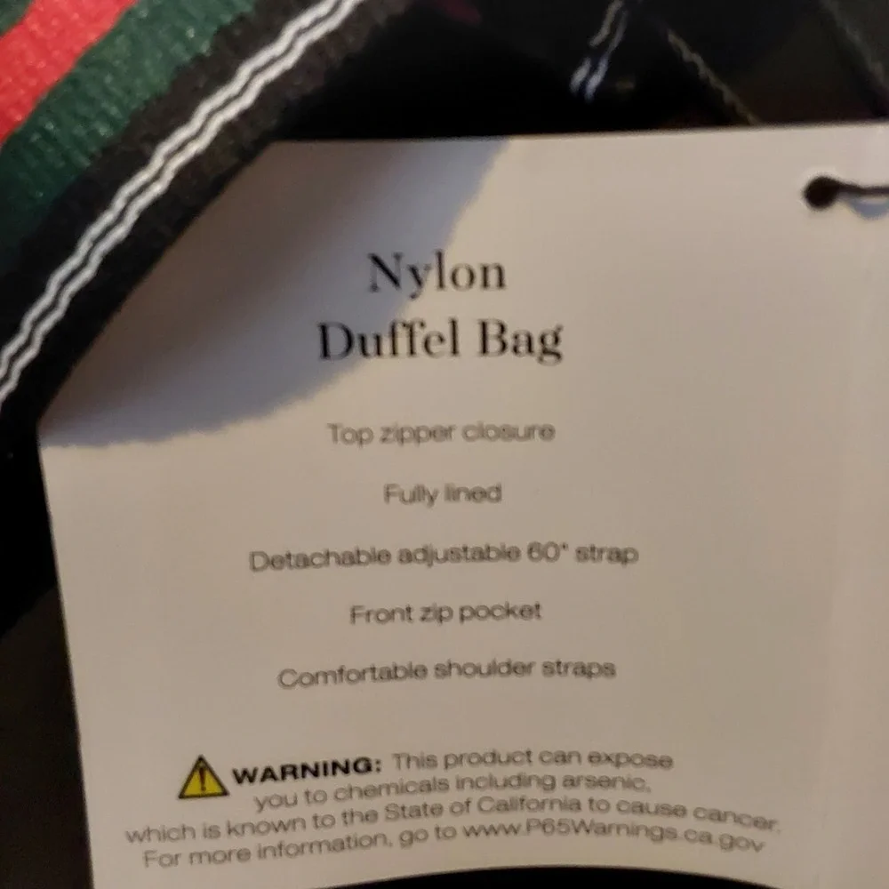 NWT Adrienne Vittadini  Black Haute Heritage Zip Fully Lined Duffel Bag msrp$360
